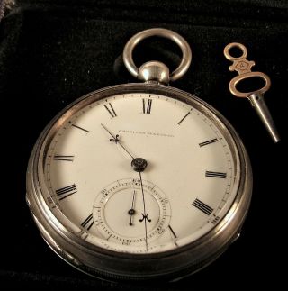 Keywind - American Watch Co.  (waltham) 18s,  Model 1857,  Wm Ellery,  11j,  1873