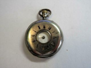 Antique Solid Silver Cased Ladies Pocket,  Fob Watch C1882,  Half Hunter - Ticking