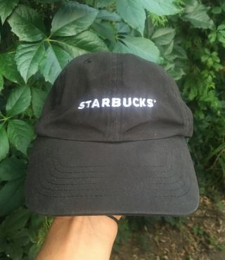 Embroidered Starbucks Employee Uniform Strapback Black Cap Hat Adjustable Work