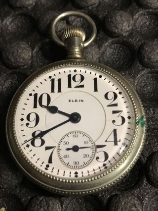Elgin Father Time Pocket Watch 21 Jewels Open Face Open Back