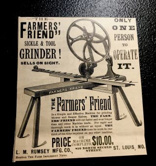 1886 Farmers’ Friend Farm Engraving Advertising - St.  Louis - Missouri