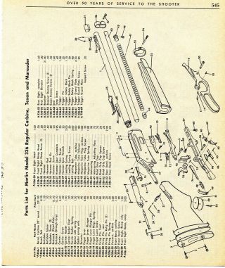 1967 Print Ad Of Marlin Model 336 Regular Carbine,  Texan & Marauder Parts List