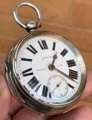 A Gents Large Early Antique Solid Silver Fusee Pocket Watch,  Chester 1890.