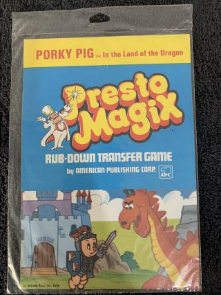 Vintage 1980 Porky Pig In The Land Of The Dragon Presto Magix Transfers - Unopen