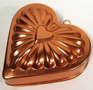 Vintage Heart Copper Food Jello Mold 3 Cup Size