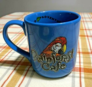 Rainforest Cafe Large Blue Coffee Mug Tea Cup With Rio The Macaw 16 Oz