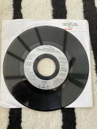 2 Pac - Featuring Dr Dre,  California Love,  1995 French Pressed Juke Box 7” Vinyl.