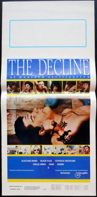 The Decline Of Western Civilization Movie Poster Italy 1983 Black Flag - X - Germs