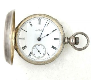 1877 Waltham 18s Keywind Pocket Watch W/ Sterling Silver Drum Case Runs