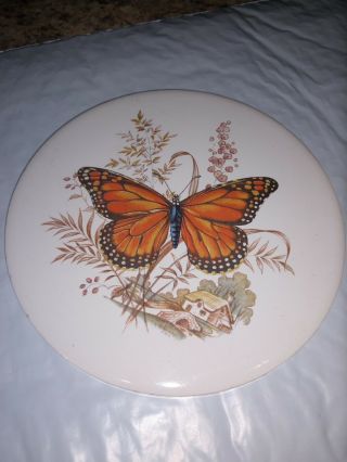 Vintage H&r Johnson Round Ceramic Trivet England Butterfly Hot Pad Tile Kitchen
