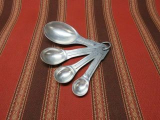 Vintage Aluminum Measuring Spoons - Set Of 4 Nesting Spoons On Aluminum Ring