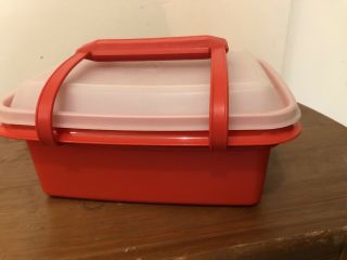 Vintage Tupperware Orange Pak N Carry Lunch Box Set