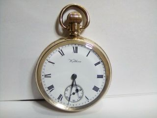 Delicious Gold Plated Waltham Royal,  17 J Open Faced Pocket Watch,  Fwo.
