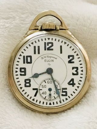 Elgin 571 Pocket Watch Bw Raymond 21j,  9 Adjustments,  10k Gold Filled