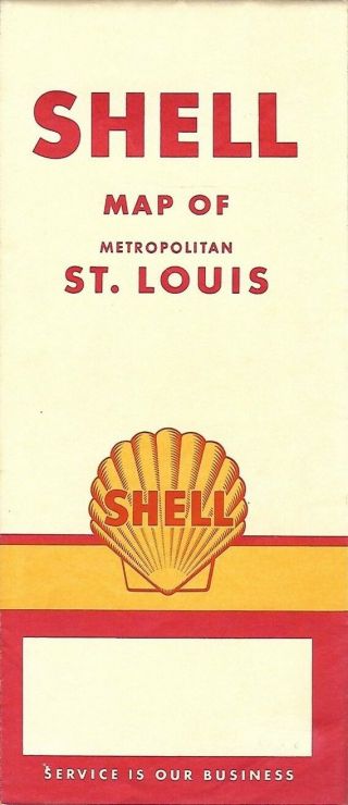 1958 Shell Oil Co Road Map St.  Louis Missouri Route 66 University City Ferguson