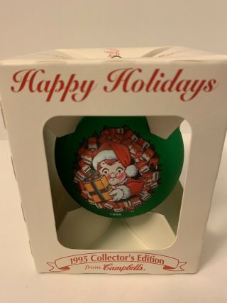 1995 Campbell Soup Kids Christmas Green Glass Ball Ornament Collectors Edition