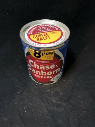Vintage Chase And Sanborn Coffee Tin Can 2lb.  j77 2
