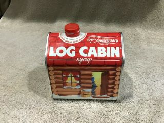 Vintage Log Cabin Syrup Tin Can 100th Anniversary 1887 - 1987 General Foods 1987