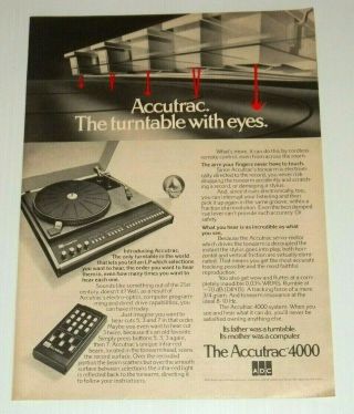 1977 Print Ad Adc Accutrac 4000 Turntable Record Player Vtg 70 