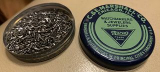 Vintage C & E Marshalls Co Jewelers Supplies Watchmakers Small Tin W/screws