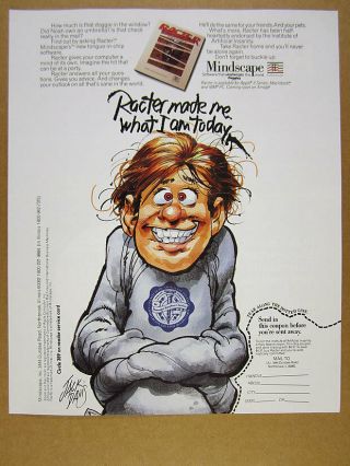 1985 Jack Davis Cartoon Art Mindscape Racter Ai Software Vintage Print Ad