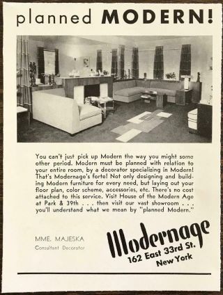 1936 Modernage Furniture East 33rd St Nyc Print Ad Planned Modern