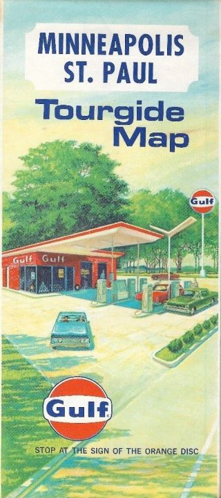 1968 Gulf Oil Company Gas Station Road Map Minneapolis Saint Paul Minnesota