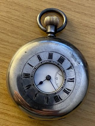 An Antique Solid Silver Half Hunter Pocket Watch For Service / Restoration