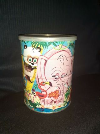 Vintage Folgers Coffee Can With Lid Animals 60s
