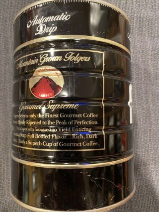 Vintage Folgers Mountain Grown Aromatic Drip 32oz Gourmet Supreme Tin 3