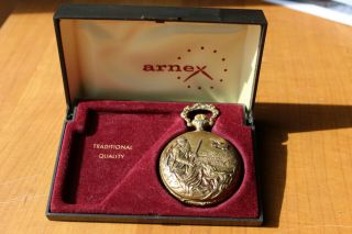 Vintage Arnex Duck Hunter 17 Jewels Incabloc Swiss Made Pocket Watch -