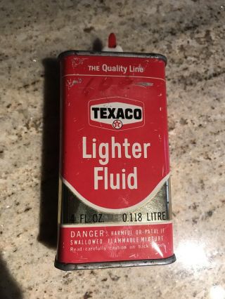 Texaco Lighter Fluid 4 Ounce Advertising Squirt Can 1968 - Cleaned & Empty