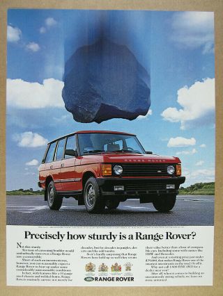 1992 Range Rover Classic Falling Boulder Photo Vintage Print Ad