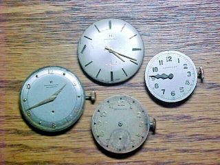 3 Hamilton And 1 Longines Wristwatch Movements