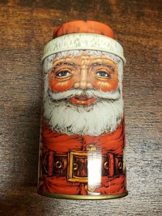 Christmas Santa Tins Cap - Tins Made In England Santa Face The Tin Box Co 4.  5 "