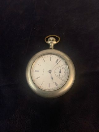 Old Tarnished Vintage Elgin Pocket Watch No Chain Not 1 3/4 " Round