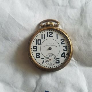 Antique Waltham Vanguard 23 Jewels Watch No Glass Or Hands.  Train On Back.