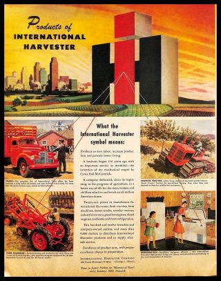 1947 International Harvester Products Vintage Print Ad Farming Machinery Tractor