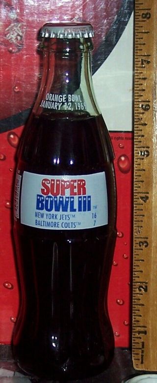 1995 Bowl Iii York Jets Vs Baltimore Colts 8 Oz Coca Cola Bottle