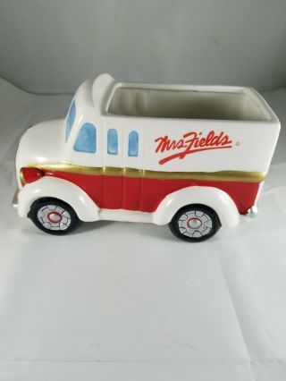 Mrs.  Fields Ceramic Delivery Truck Cookie Jar Quill 9 " X 5 " X5 " Red White No Lid