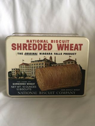 National Biscuit Shredded Wheat Tin Box Niagara Falls 1987 Reprint Of 1939 Image