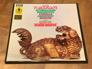 Puccini Turandot Zubin Mehta Joan Sutherland Pavarotti Caballe Decca 3 Lp Box Nm