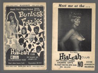 Meet Me At The.  Hialeah Club - Atlantic City,  Nj Trade Card - Burlesk Follies