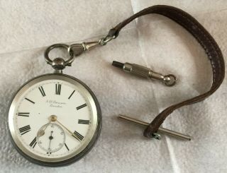 Silver J W Benson Pocket Watch 1894 Hallmarked London,  With Bath Box
