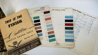 1954 1955 Cadillac Paint Chips And Paint Formulation Sheets And Service Booklet