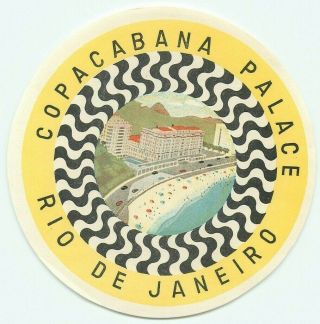 Rio De Janeiro Brazil Copacabana Palace Hotel Vintage Art Deco Luggage Label