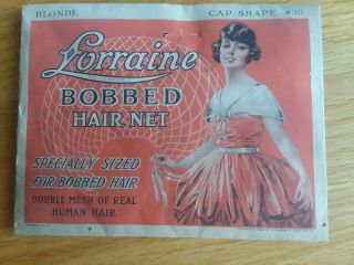 Antique 1924 Lorraine Bobbed Hair Net Blonde Double Mesh Of Real Human Hair