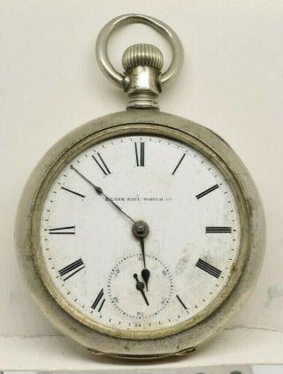 1887 Elgin Model 1 Grade 97 18s 7j Key Wind Pocket Watch Keystone Silveroid Case