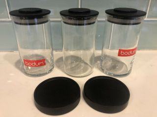 Bodum Set Of 3 Glass Spice Containers With Covers 4.  5”