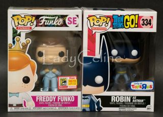 Funko Pop SDCC Freddy SE Blue Suit & Robin w/ Pop Protector 2